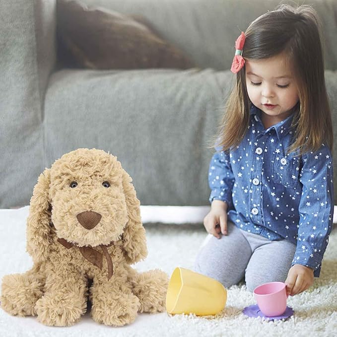 Poodle Puppy Goldendoodle Stuffed Animal, Adorable Toy Dog Labradoodle Plush for Kids Boys Girls Birthday Easter Nursery Bedtime Gift, 11.8“ Golden