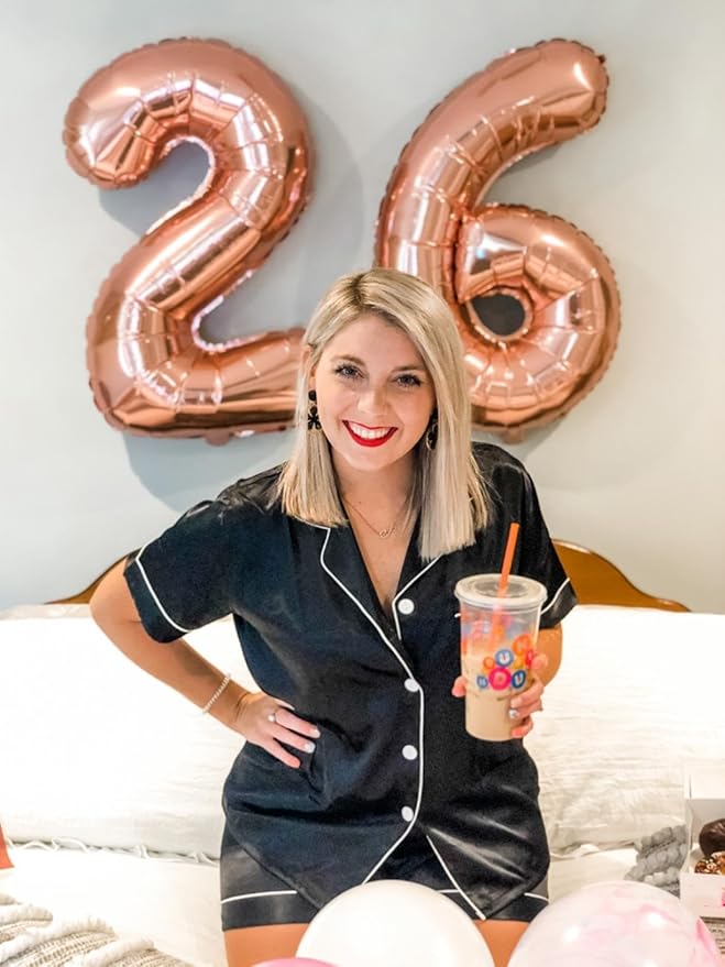 Rose Gold 26 Number Balloon, Foil Happy 26th Birthday Balloon for Men & Women,40 Inch Large Balloons for 2 6 26 62 2026 Wedding Marriage Proposal Engagement Decorations