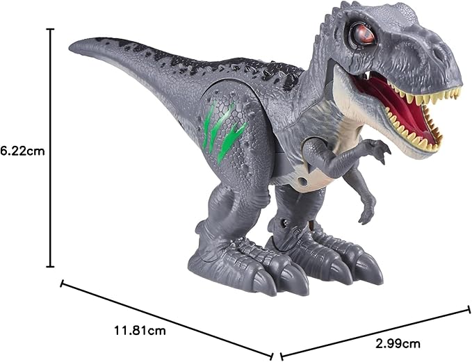 Robo Alive Attacking Grey T-Rex Battery-Powered Robotic Toy by Zuru, Dinosaur Toy, Gift for Boys 3 Years Old and Up