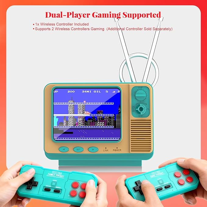 Retro Game Console - JALECO + 168 Classic Games, 2.4G Wireless 2-Player, 3.0 Inch IPS Screen, TF Card Expansion, Great for Kids