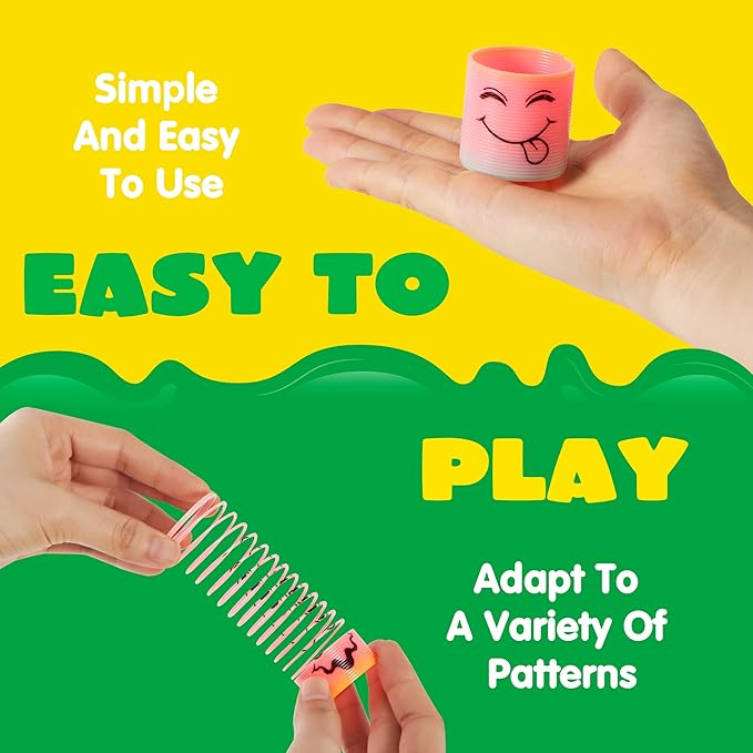 JOYIN 60 Pcs Spring Rainbow Party Favor, Mini Plastic Coil Spring Toy, Fidget Stress Coil Mini Springs Bulk Toys for Carnival Prize Birthday, Easter Goodie Bag Stuffers