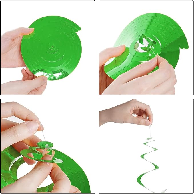 Green and White Birthday Decorations, Happy Birthday Banner with Green Star Hanging Swirl Streamers Honeycomb Balls Paper Circle Garland For Party Supplies