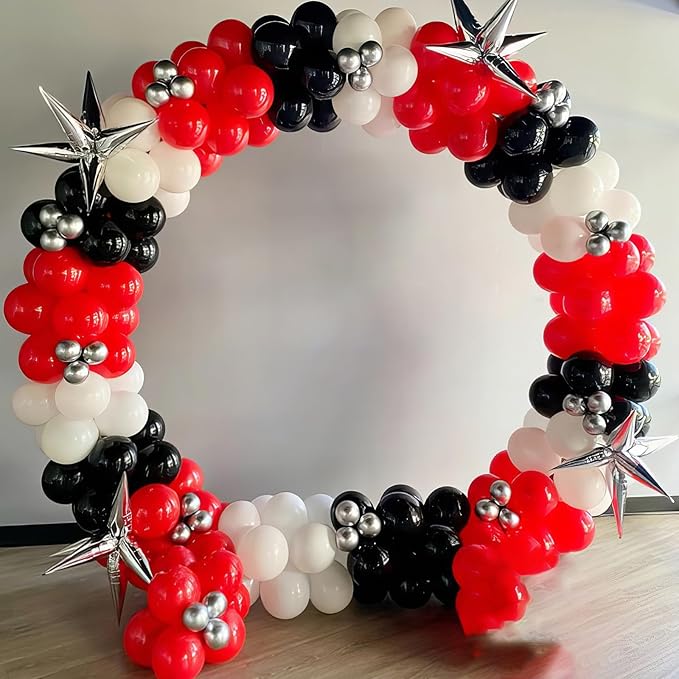 Red Black Silver Balloons, Black and Red Balloons Metallic Silver Balloon Confetti Balloon for for Man Theme Birthday Baby Shower Wedding Race Car Party Decorations