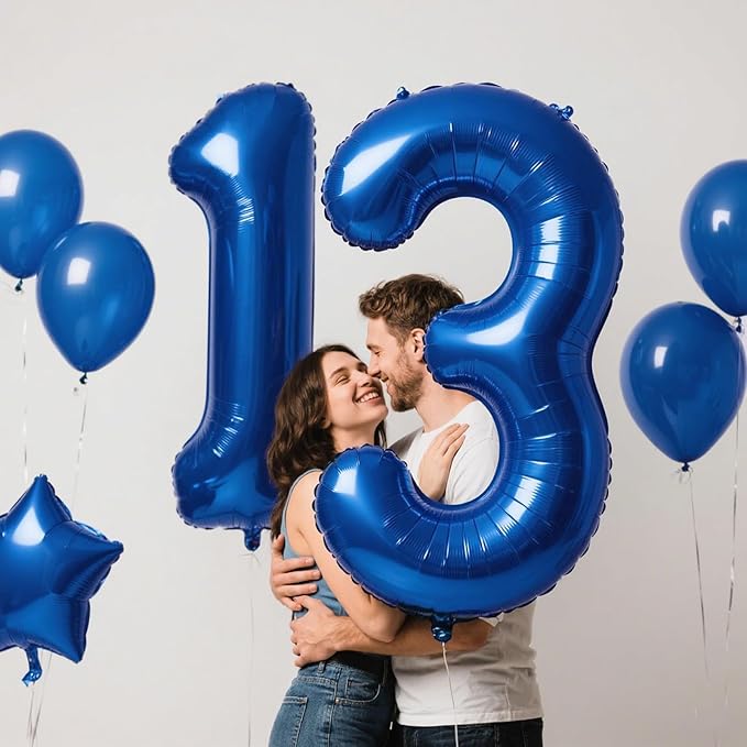40 Inch Navy blue Number 13 Digital Balloon,Jumbo Mylar Foil Helium Balloon for 13 Balloons for Birthday Party,Wedding Anniversary Party Decorations