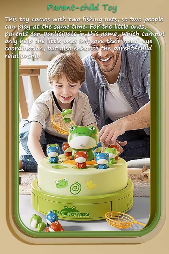 Miracland Electric Turntable Bouncing Frog Toy Set - Interactive Pop-up Game with Music & Lights, Kids Focus Training, Family Catch Activity