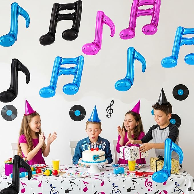 TONIFUL 20Pcs Black Rose Pink Blue Music Balloons Music Notes Party Decorations Music Themed Party Supplies Music Note Aluminum Foil Balloons For Birthday Baby Shower Celebrations Outdoor Party