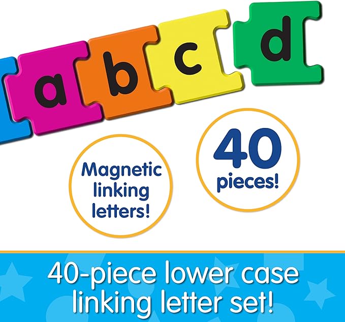 The Learning Journey Magnetic Linking Letters | Set of 40 Colorful ABC Magnets | Lowercase Letters | Fridge Magnets for Toddlers 3+ | Alphabet Letters for Kids Spelling and Learning