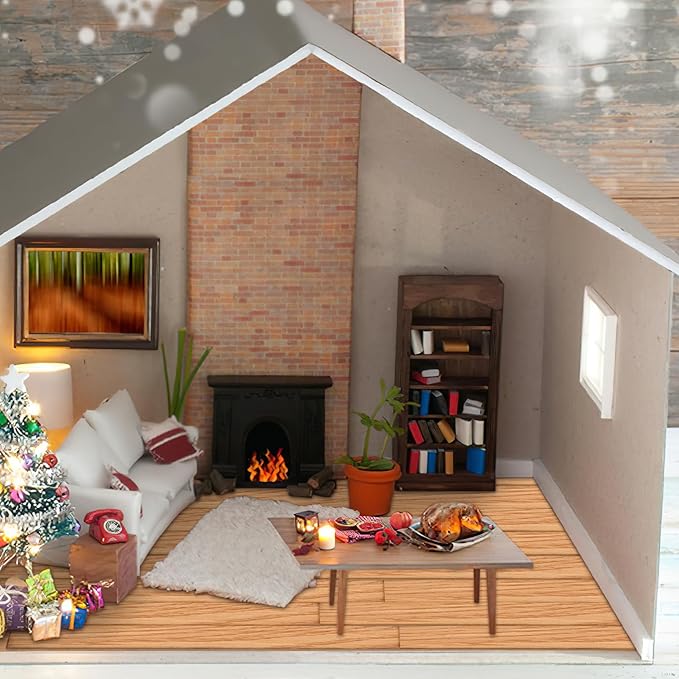 TOYANDONA 40 Pcs Miniature Dollhouse Wallpaper and Flooring Peel and Stick Miniature Wood Flooring Tiles for Doll House Mini DIY Self Adhesive Dollhouse Accessories for 1:12 Scale Doll House