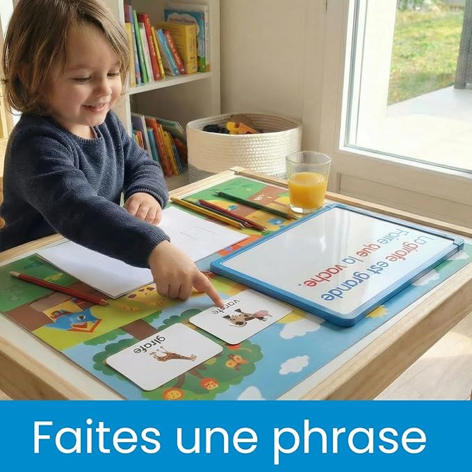 BOHS French Literacy Wiz Fun Game - Lower Case Sight Words - 60 Flash Cards - Preschool Language Learning Educational Toys