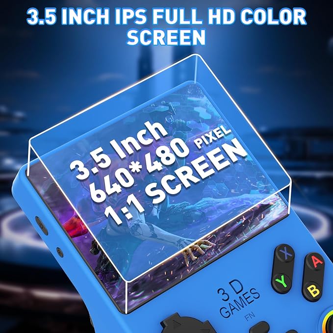 V40 PRO Upgraded Retro Handheld Game Console, Built in 35,000+Classic Games, 36+Simulators, Linux System, 3.5-inch 4K HD IPS Screen Video Player, 256GB TF Card, Portable Pocket Arcade Console (Blue)
