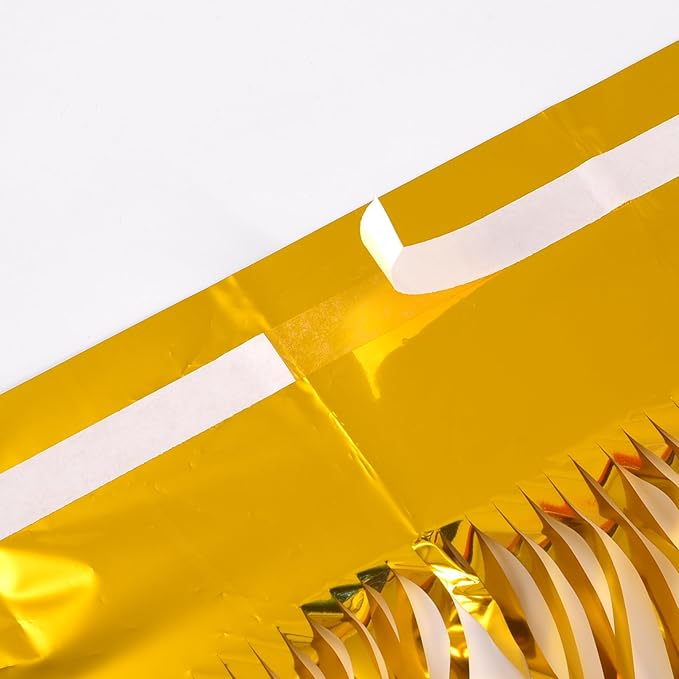 BRAVESHINE Gold Foil Fringe Backdrop Curtain - Metallic Tinsel Photo Backdrop Streamers for Men 50th Birthdays Decorations, Anniversary, Christmas, New Years, Engagement Party Decorations