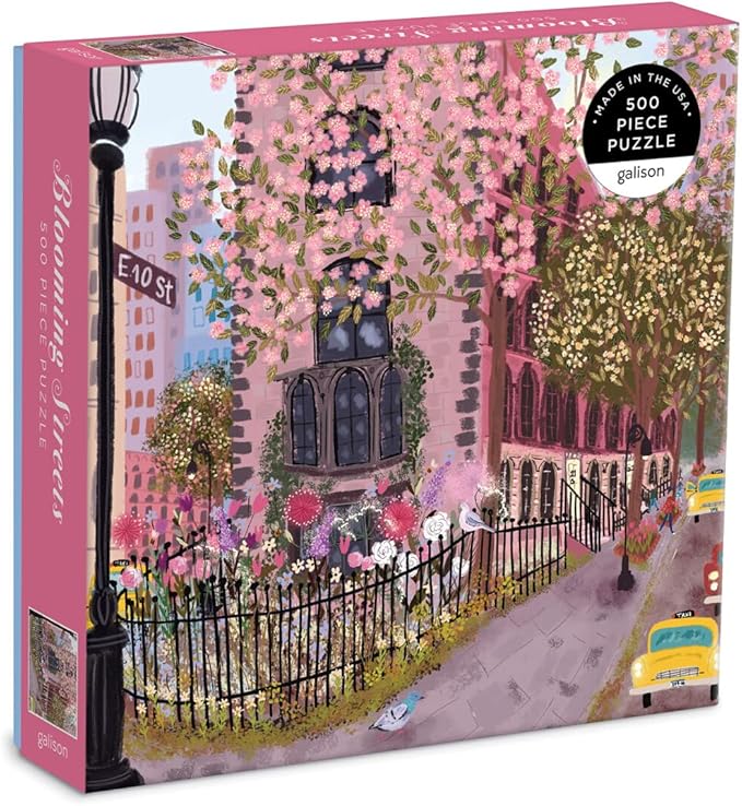 Blooming Streets 500 Piece Puzzle from Galison - Beautifully Illustrated Jigsaw Puzzle of a Local NYC Street, Fun & Challenging, Unique Gift Idea