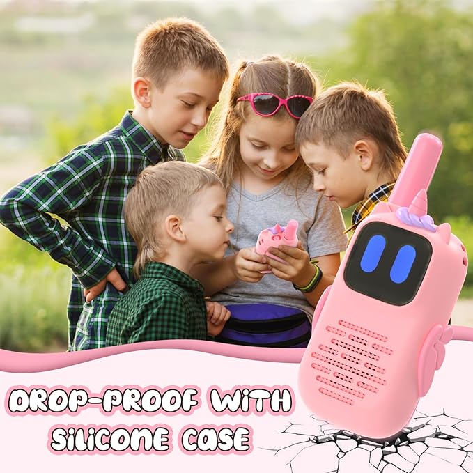 Selieve Pink Walkie Talkies with Silicone Sleeve 1000FT Range 2 Channels 2 Way Radio Girls Toys Age 6-8,Walky Talky Gifts for 3 4 5 6 7 8 Year Old Girl for Children Backyard Toys
