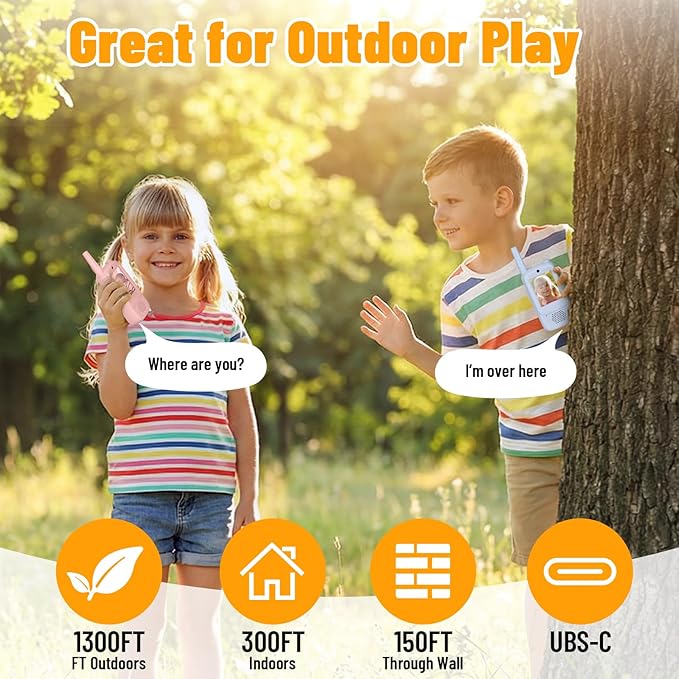Video Walkie Talkies for Kids, 2 Pack Rechargeable Walkie Talkies with HD Camera, Photo & Voice Changer, Long Range, Indoor & Outdoor Play, Interactive Toys Birthday Gifts for Boys Girls Ages 3-12