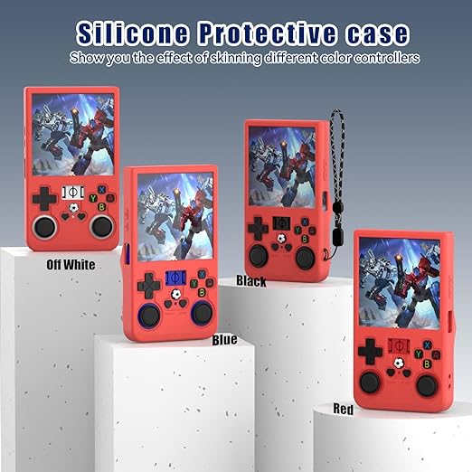 FIOPAZ for R36MAX Silicone Protective Case, Soft Skin for R36 MAX Retro Handheld Game Console Accessories, Anti-Scratch Washable Only for R 36 MAX Sleeve with Lanyard (Red)