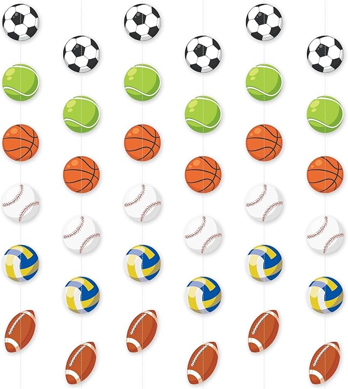 MARFOREVER 41 Ft Sports Party Decorations Sports Theme Banner, Basketball Football Baseball Soccer Volleyball Hanging Paper Garland for Sport Birthday Party Baby Shower Classroom Supplies Decor