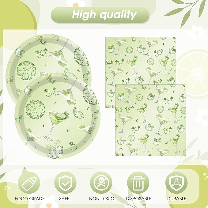 41Pcs Martini Birthday Party Decorations,A Tiny Bit Older Birthday Decor Set Weenies and Tinies Party Martini Napkins Plates Tablecloth丨Green Martini Bridal Shower Casino Bachelorette Party,Serves 20