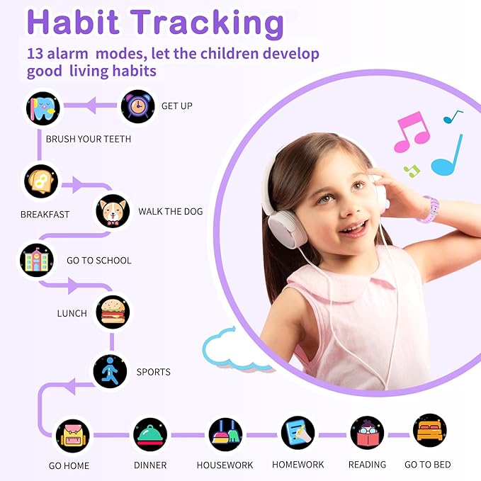Cosjoype Kids Smart Watches Girls Gift Age 3-12, with 39 Puzzle Games HD Video Camera Music Player Learning Cards Storybook Pedometer Flashlight Touchscreen Kid Watch Brithday Gift for Girls
