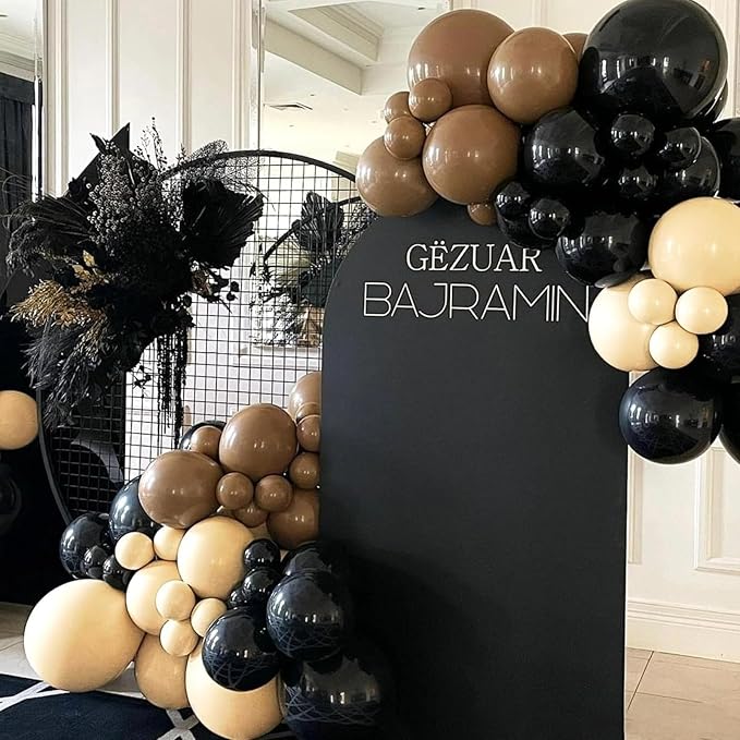 Brown and Black Balloon Garland Arch Kit, Nude Dark Brown Tan Black Gold White Sand Latex Party Balloons for Cowboy Western Wild West First Rodeo Country Farm Baby Shower Birthday Party Decorations