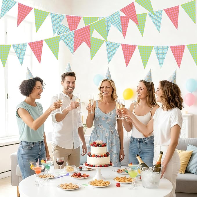 Jetec 5 Pack 49 Ft Pool Party Pennant Banner Pool Party Decorations for Summer Supplies, Backyard BBQ, Luau Supplies, Outdoor Poolside Decor