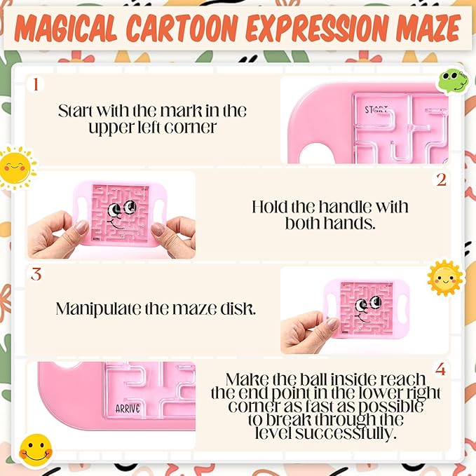 36 Pcs Mini Maze Puzzle Bulk for Kids Hawaii Party Favors Small Maze Cubes Game Educational Handheld Puzzle Travel Games Easter Classroom Exchange Gifts for Students Adult(Emoticon)