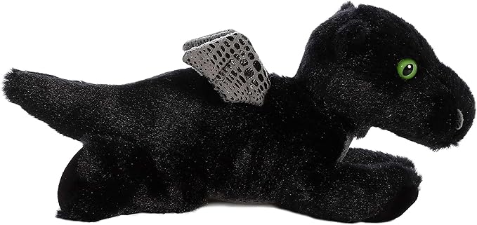 Aurora® Adorable Mini Flopsie™ Midnight Dragon™ Stuffed Animal - Playful Ease - Timeless Companions - Black 8 Inches