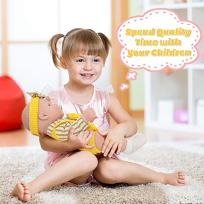 12″ Baby Doll and Accessories, 6 Pcs Realistic Baby Doll Play Set with Clothes for Toddlers -Gift Box