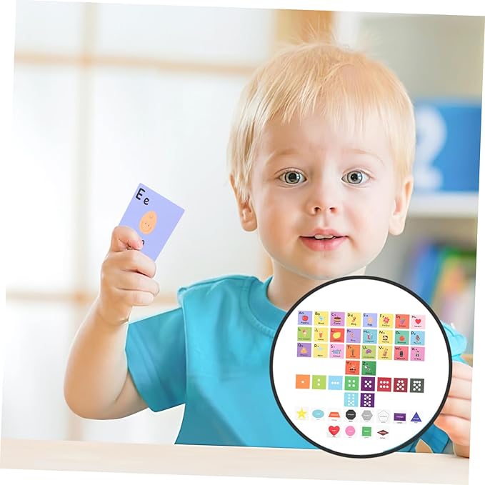Educational Alphabet Shapes Cards for Preschool Early Learning Flashcards with Cartoon Pictures for Cognitive Development and Hand-Eye Coordination