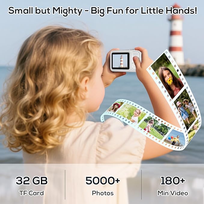 Digital Camera for Kids, 48MP FHD 1080P Point and Shoot Digital Cameras with 16X Zoom Anti-Shake, Compact Portable Cameras for Photography, for Boys Girls Teens Beginners