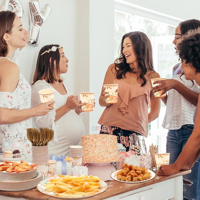 350 Pcs Fall Baby Shower Party Supplies Fall in Love with Baby Paper Plates Napkins Cups and Plastic Cutlery Party Tableware Set for Autumn Shower Birthday Decorations, Serves 50