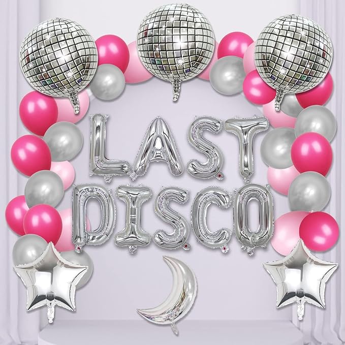 FBQ Disco Party Last Disco Balloon Pink Latex Balloon Bachelorette Wedding Birthday Decorations Supplies