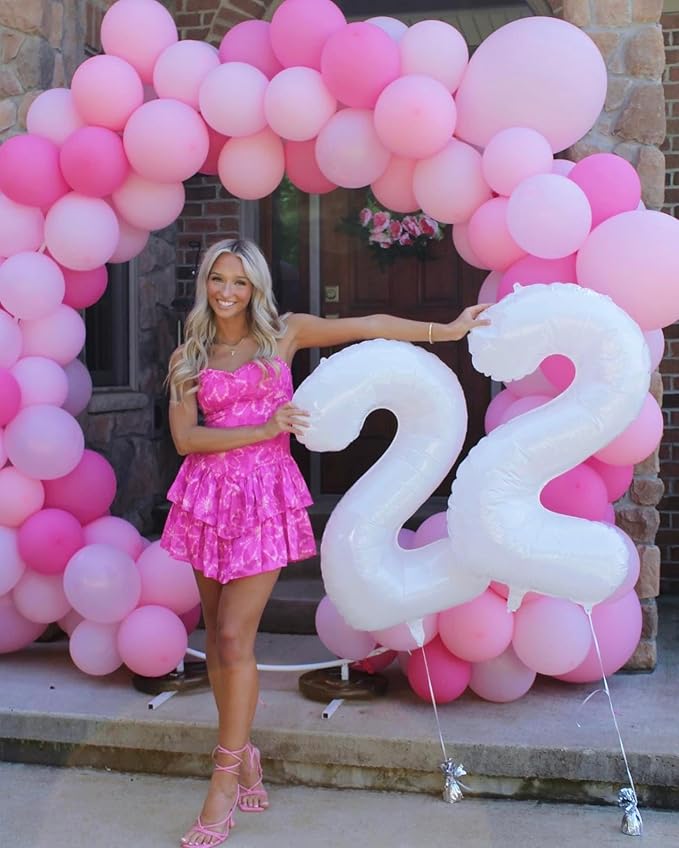 40 Inch White Number 7 Balloon, Giant 7 Number Balloons for 7th Birthday Decorations, Party Supplies for Baby Boy Girl, White Party Decor