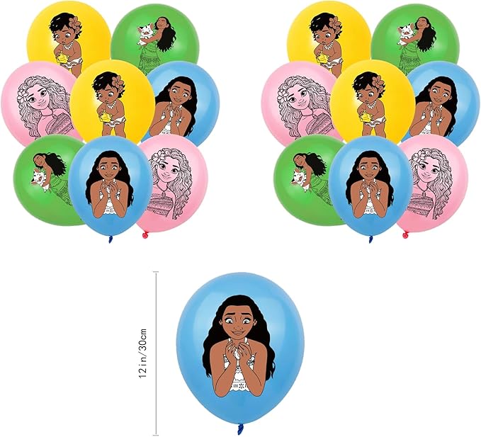 50Pcs Moana Birthday Party Supplies, Birthday Party Decorations Set Include Banner, Backdrop, Balloons, Hanging Swirls, Cake Cupcake Toppers, Tablecloth for Moana Party Decorations