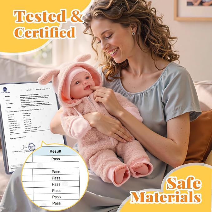 BABESIDE 15-Inch Lightweight Baby Doll with Baby Feeding Set – Easy to Hold with Cuddly Soft Body – Realistic First Doll Real Life Baby Girl for Kids 3+ Pretend Play