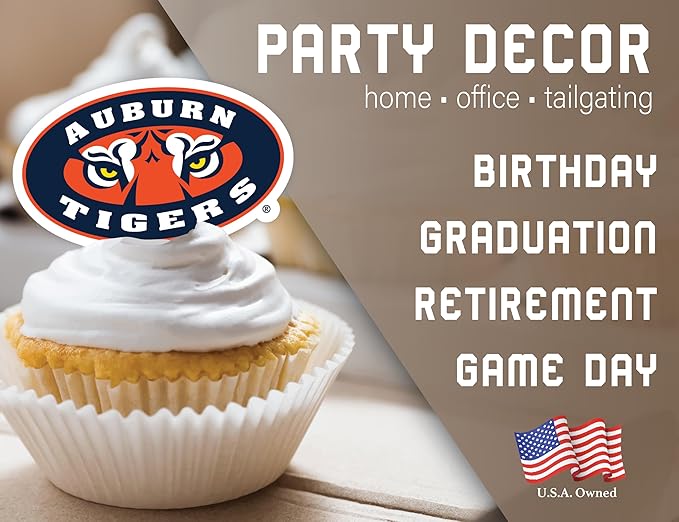 Auburn Tigers Cupcake Topper Party Supplies for Football, Birthday, Graduation Party Decorations (24 Pieces) (Auburn Tigers)