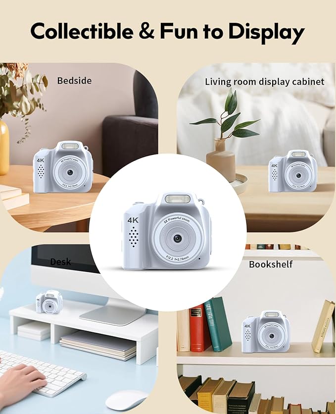 FLATIC Mini Keychain Camera –4K Mini Camera with 32GB Card & Elegant Gift Box, Mini Retro Camera for Kids & Adults, Collectible Vintage Camera Gift for Travel Camp Snap