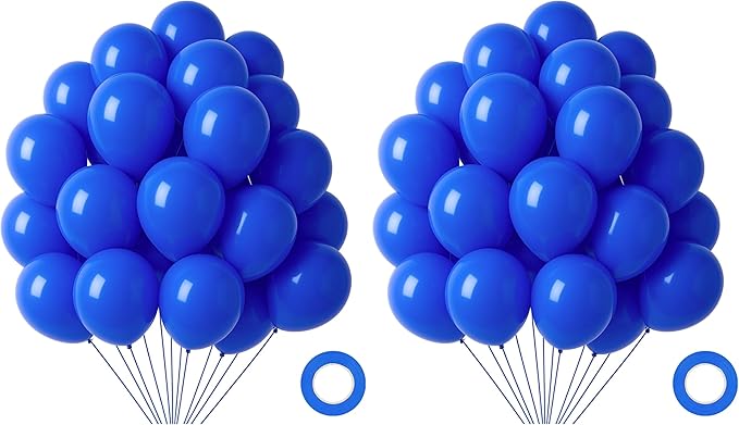 LovesTown 110PCS Latex Balloons 12inch Royal Blue Party Balloons Arch with Ribbon for Birthday Baby Shower Party Decorations Dark Blue (Pack of 2)
