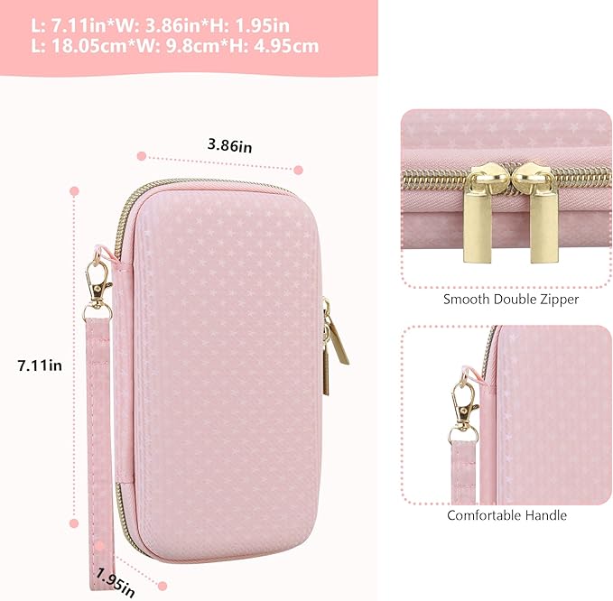 Supmay Carrying Case Compatible with CCTU / TEBIYOU Kids Handheld Games Preloaded 218 Retro Video Games, Portable Gaming Electronic Toys Storage Holder Travel Bag with Mesh Pocket for USB Cable, Pink