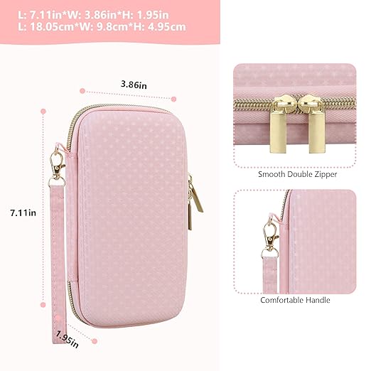 Supmay Carrying Case Compatible with WELLST·G Handheld Game for Kids -Preloaded 220 Retro Video Games, Portable Gaming Player Storage Holder Travel Bag with Mesh Pocket for USB Cable, Pink