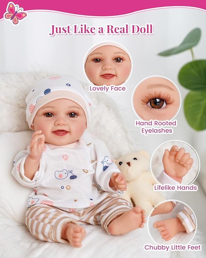 JIZHI Baby Doll Stroller Set with 12 Inch Dolls, 27-Piece Foldable Doll Stroller with Baby Doll Accessories for Pretend Play, Feeding & Bedding Playset Gift for Kids 3+
