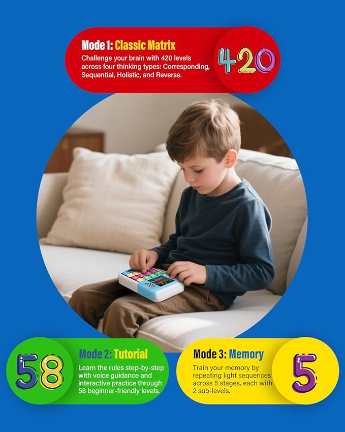 Brain Teaser Puzzle Game, Featuring 400+ Challenges, Handheld Games for Kids and Adults, Birthday Gift for Boys and Girls, Road Trip Airplane Travel Fidget Toy
