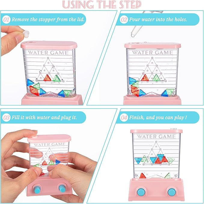 Sumind 10 Pcs Handheld Water Game for Kids Easter Basket Stuffers Mini Water Ring Toss Basketball Hoop Toy 90s Retro Mini Games for Goodie Bag Birthday Return Gifts (Lively Style,Pastel)