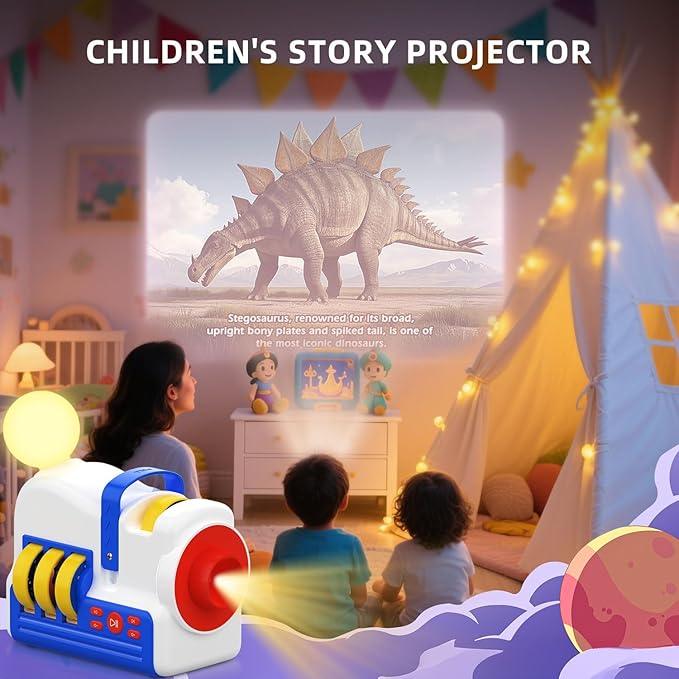 Bedtime Story Projector for Kids,Bedroom Kids Book Projector,with 32 Story Cards,White Noise & Night Light,EducationalSleep Aid Toy for Toddlers Ages,Birthday Christmas for Any Occasion