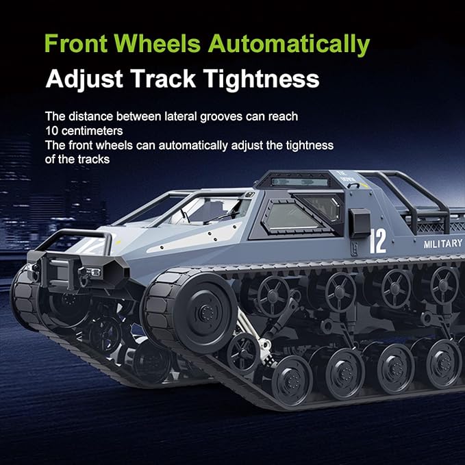 C8812 MAX 1/12 2.4GHz Remote Control Drifting Car 360° Rotation Tracked Off Road Vehicle LED Lights Charging Protection Hobby Grade Model for Adult(Gray)
