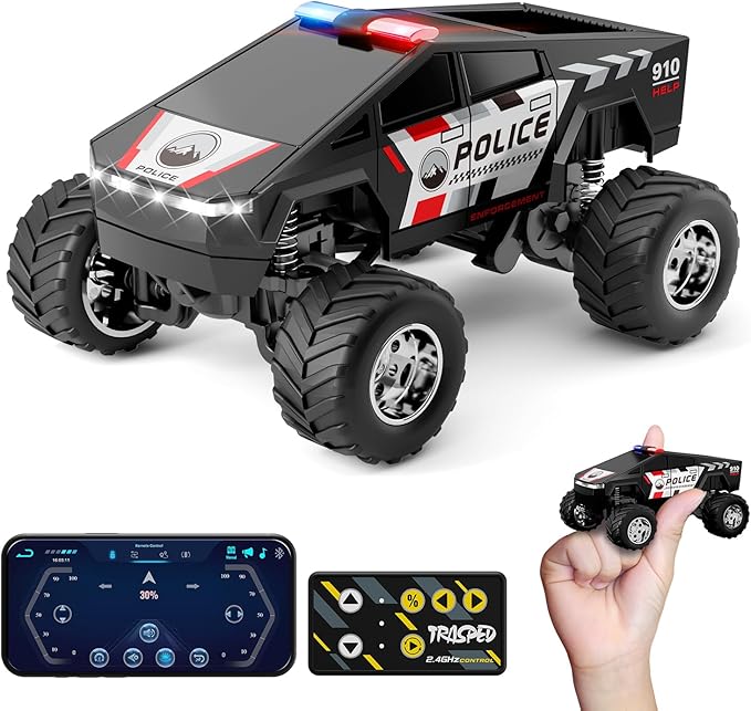 SOONYANG Remote Control Car,APP Controlled 1:64 Scale Mini RC Truck | Alloy Body with LED Lights, 2.4GHz & Phone RC Car | Speed/Steering Adjustable Monster Truck Toys, Gift for Boys Girls & Adults