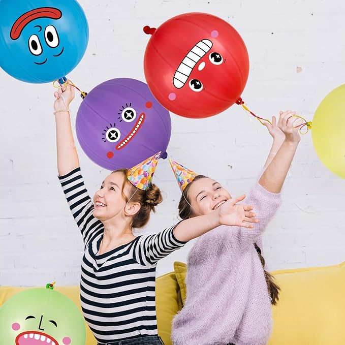 Funny Party Favors for Kids Neon Party Decorations, 30 Pack Punch Balloons with Rubber Band Handle for kids Game Birthday Parties Supplies Goodie Bags Stuffers, 18 Inch
