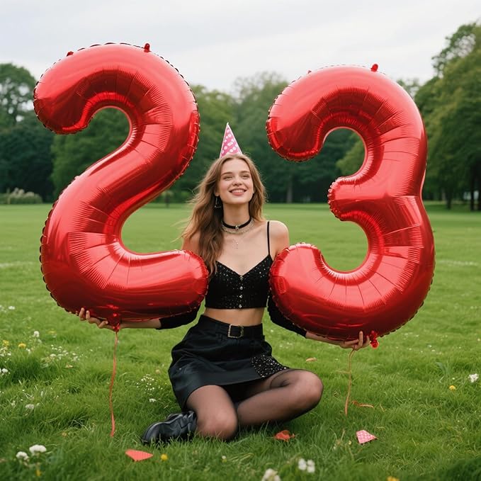 40 Inch Red Number 23 Digital Balloon,Jumbo Mylar Foil Helium Balloon for 23 Balloons for Birthday Party,Wedding Anniversary Party Decorations
