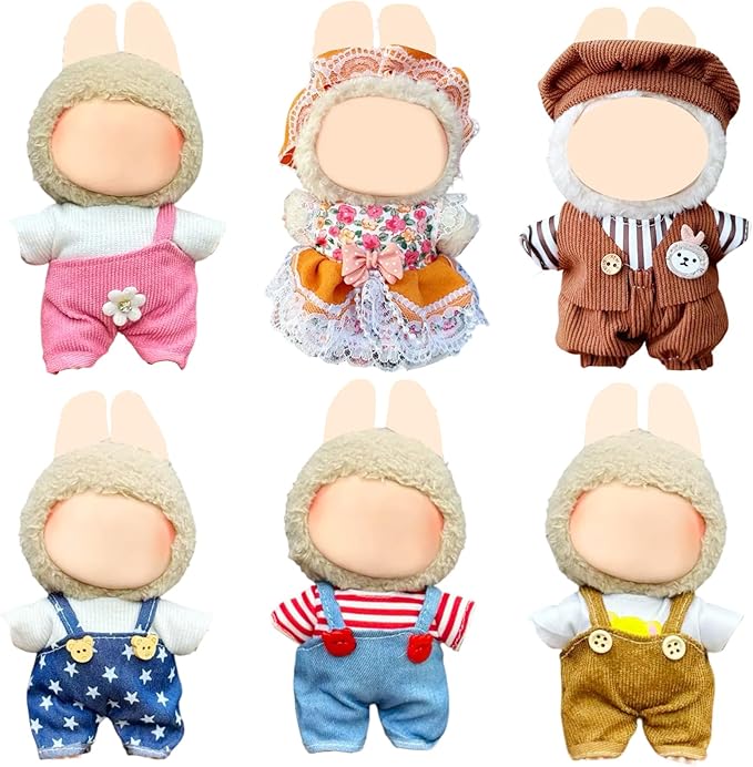 Clothes for Doll, 6 Pack Doll Outfits for 17cm Doll, Perfect for Play and Display, Accessories for Doll's Collectors, (No Dolls) (Set 7)