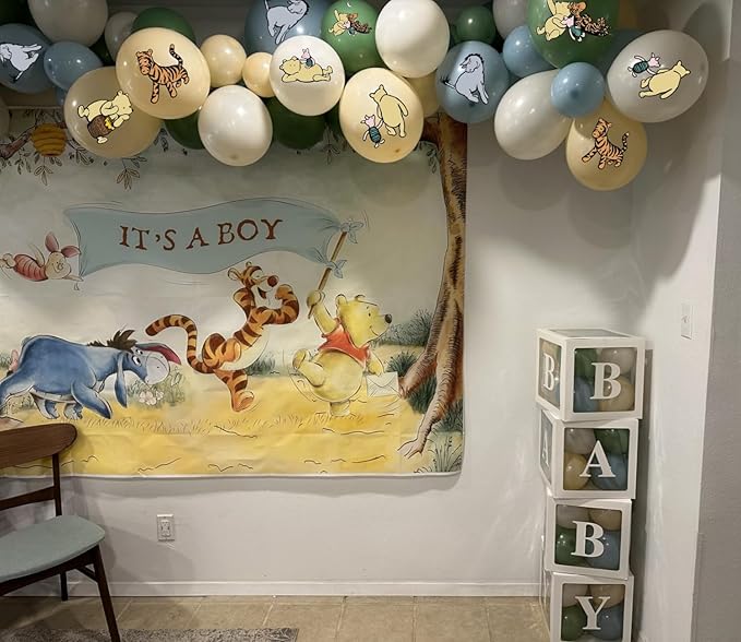 Classic Winnie Balloons For The Pooh Baby Shower Decorations 12 Inches Winnie Balloons Arch Kit For Birthday Decorations Gender Reveal Newborn Party Supplies（24PCS）