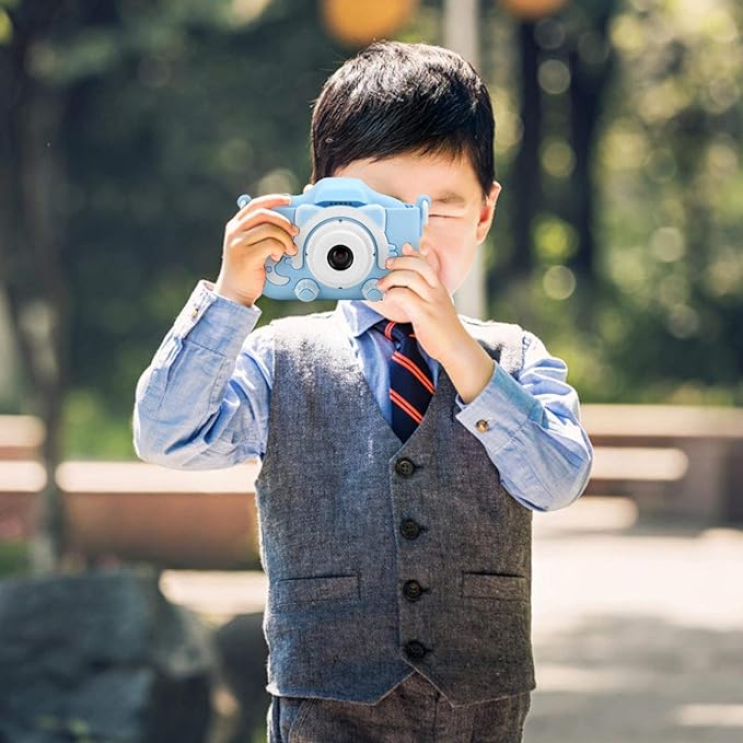 Kids Digital Camera, Toy Camera Kids Video Camera, Children Selfie Camera 2.4 Inch Screen Mini Kids Camcorder Video Recorder with Dual Cameras(Brave Blue)